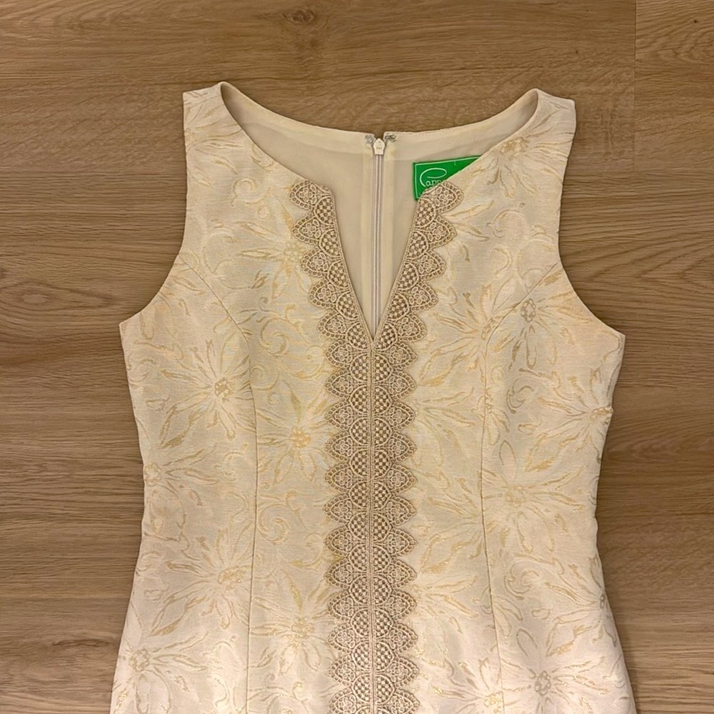 Pappagallo gold and cream shift dress